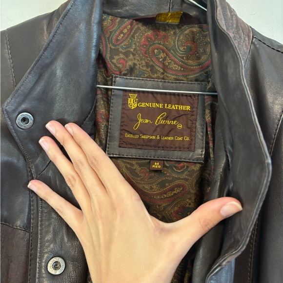 Vintage Bomber Chocolate Brown Animal Print Genuine Leather Jacket - Size Large - Picture 11 of 14